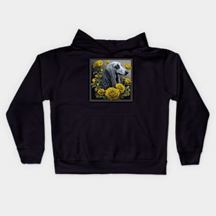 Saluki yellow roses Kids Hoodie